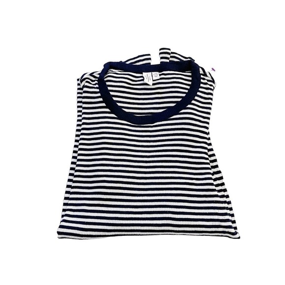 & Other Stories Navy Striped Long Sleeve Crew Neck Top SZ8 - Picture 1 of 3